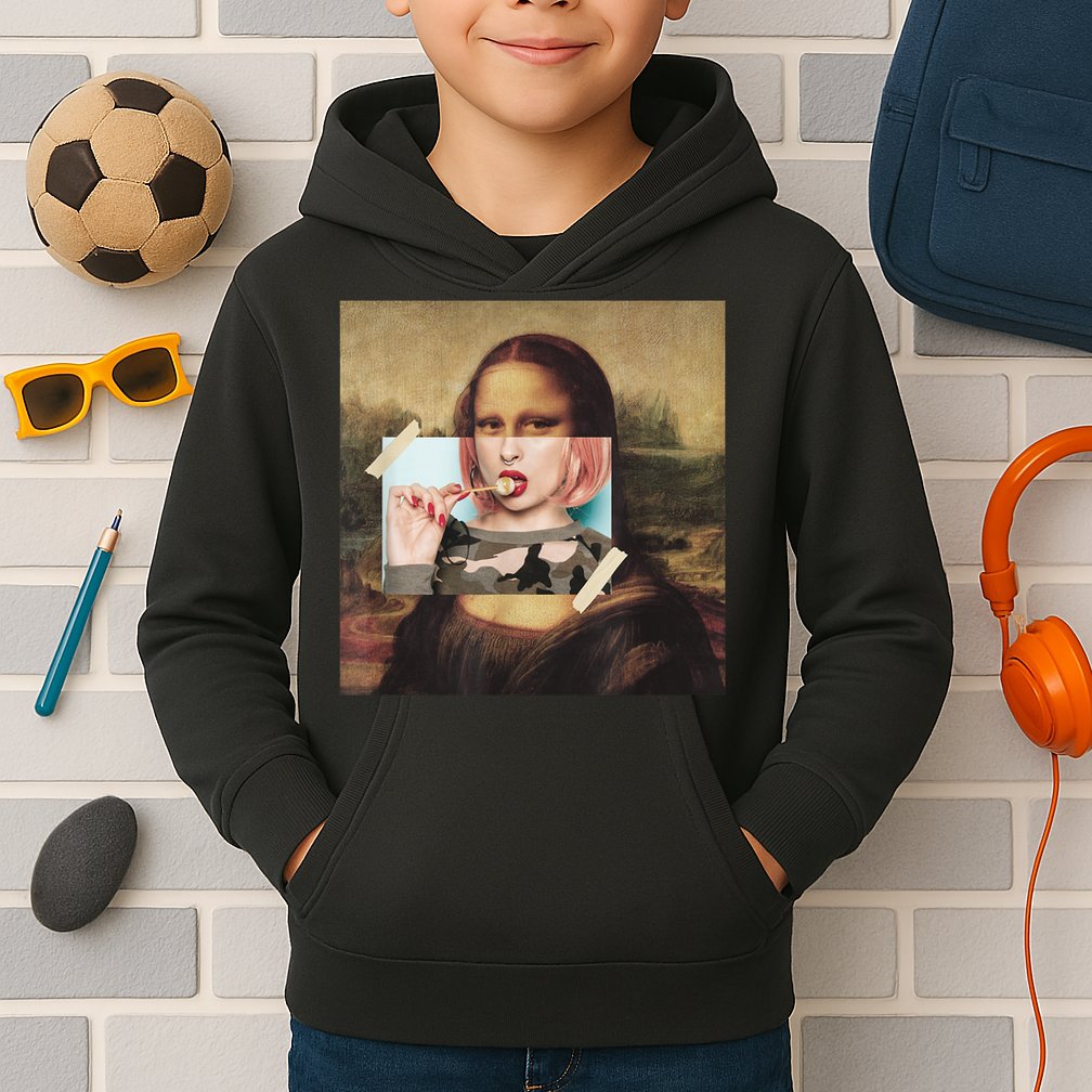 Aesthetic La Gioconda Mona Lisa E-Girl Pop Culture Kids Hoodie