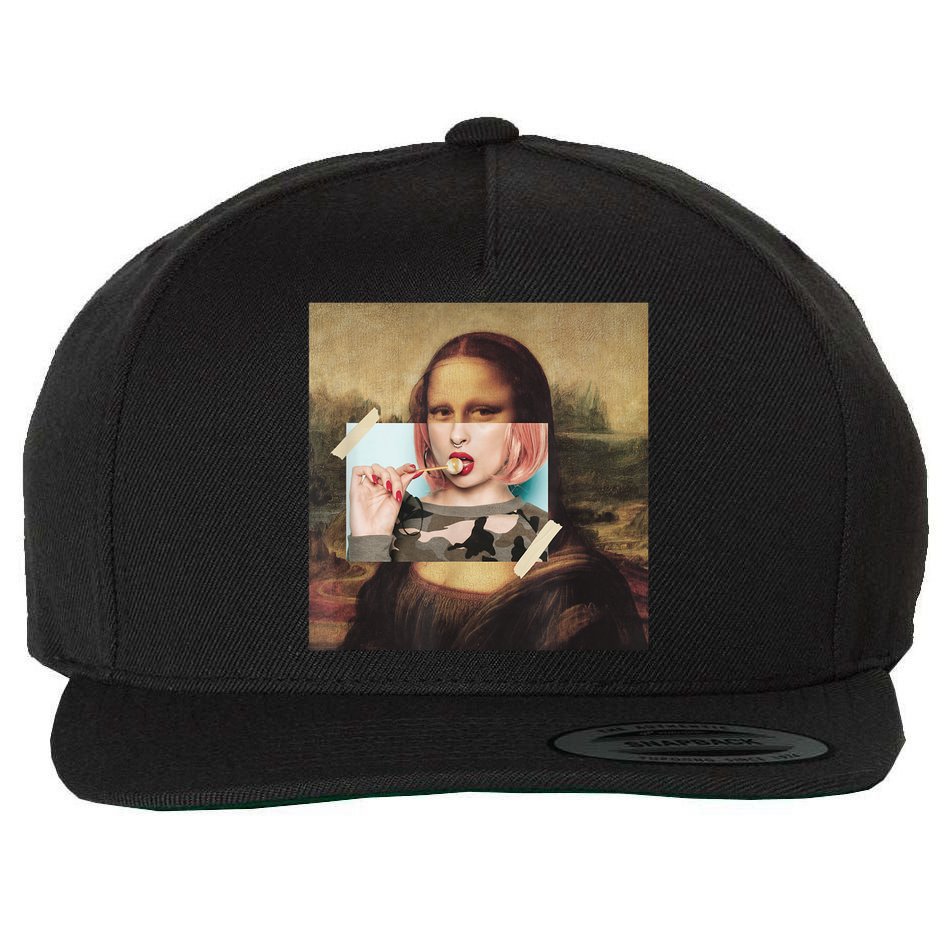 Aesthetic La Gioconda Mona Lisa E-Girl Pop Culture Wool Snapback Cap