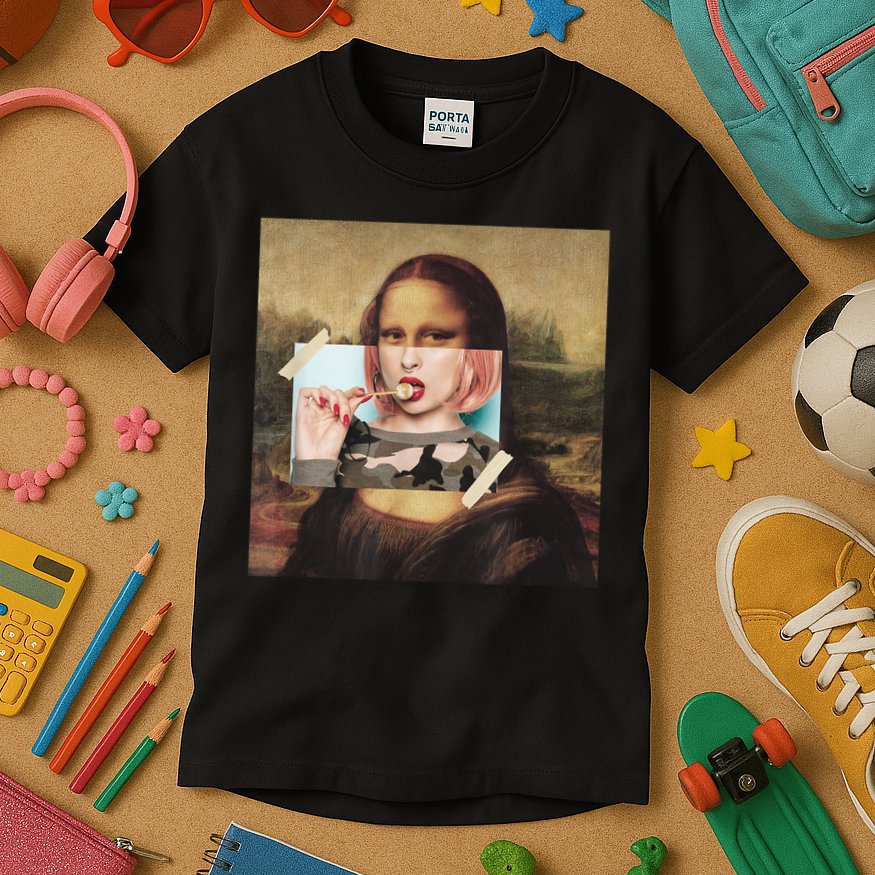Aesthetic La Gioconda Mona Lisa E-Girl Pop Culture Kids T-Shirt