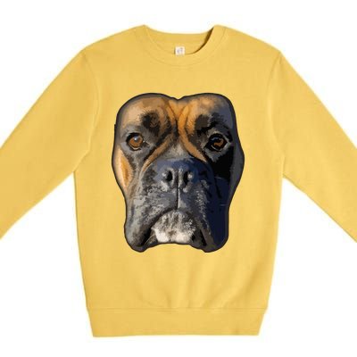 Animal Lover Gift Boxer Face Funny Dog Lovers Premium Crewneck Sweatshirt