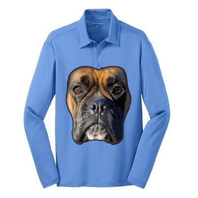 Animal Lover Gift Boxer Face Funny Dog Lovers Silk Touch Performance Long Sleeve Polo