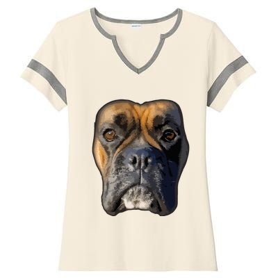 Animal Lover Gift Boxer Face Funny Dog Lovers Ladies Halftime Notch Neck Tee