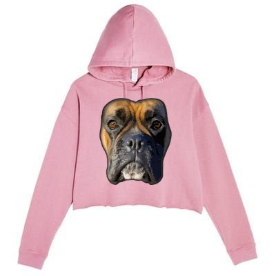 Animal Lover Gift Boxer Face Funny Dog Lovers Crop Fleece Hoodie