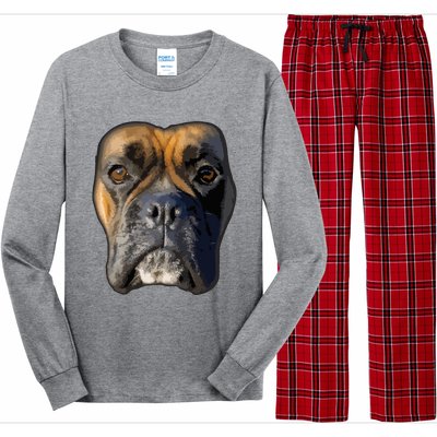 Animal Lover Gift Boxer Face Funny Dog Lovers Long Sleeve Pajama Set