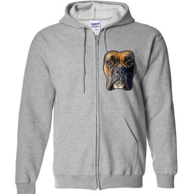 Animal Lover Gift Boxer Face Funny Dog Lovers Full Zip Hoodie