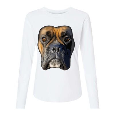 Animal Lover Gift Boxer Face Funny Dog Lovers Womens Cotton Relaxed Long Sleeve T-Shirt