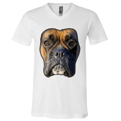 Animal Lover Gift Boxer Face Funny Dog Lovers V-Neck T-Shirt