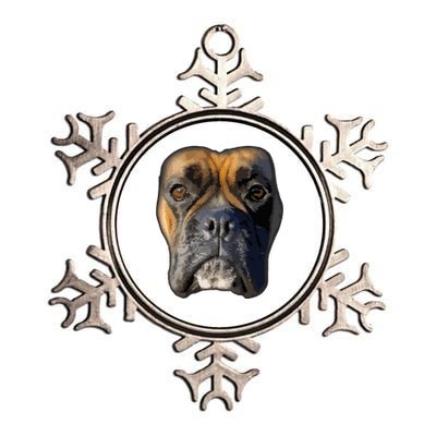 Animal Lover Gift Boxer Face Funny Dog Lovers Metallic Star Ornament