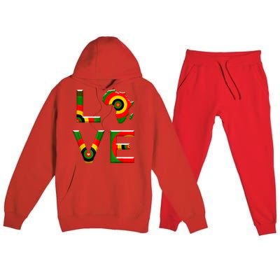 Africa Love Gift African American History Gift Premium Hooded Sweatsuit Set