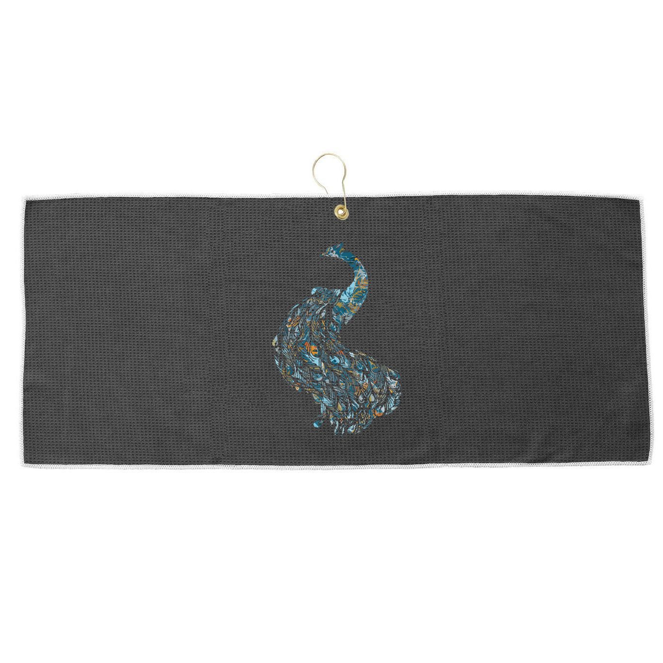 Animal Lover Gift Idea Zoo Keeper Proud Peacock Large Microfiber Waffle Golf Towel