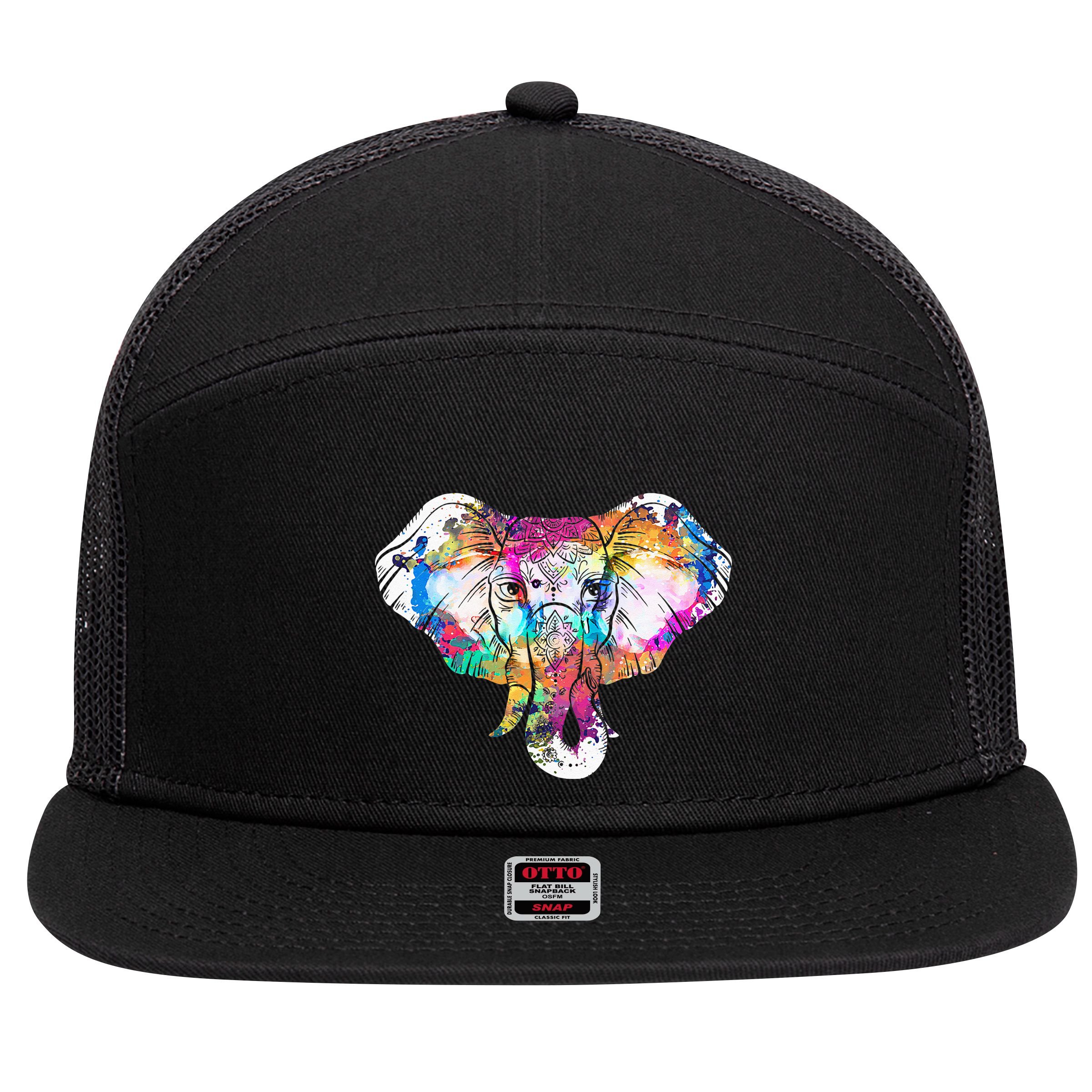 Animal Lover Gift Africa Safari Zoo Keeper Elephant 7 Panel Mesh Trucker Snapback Hat