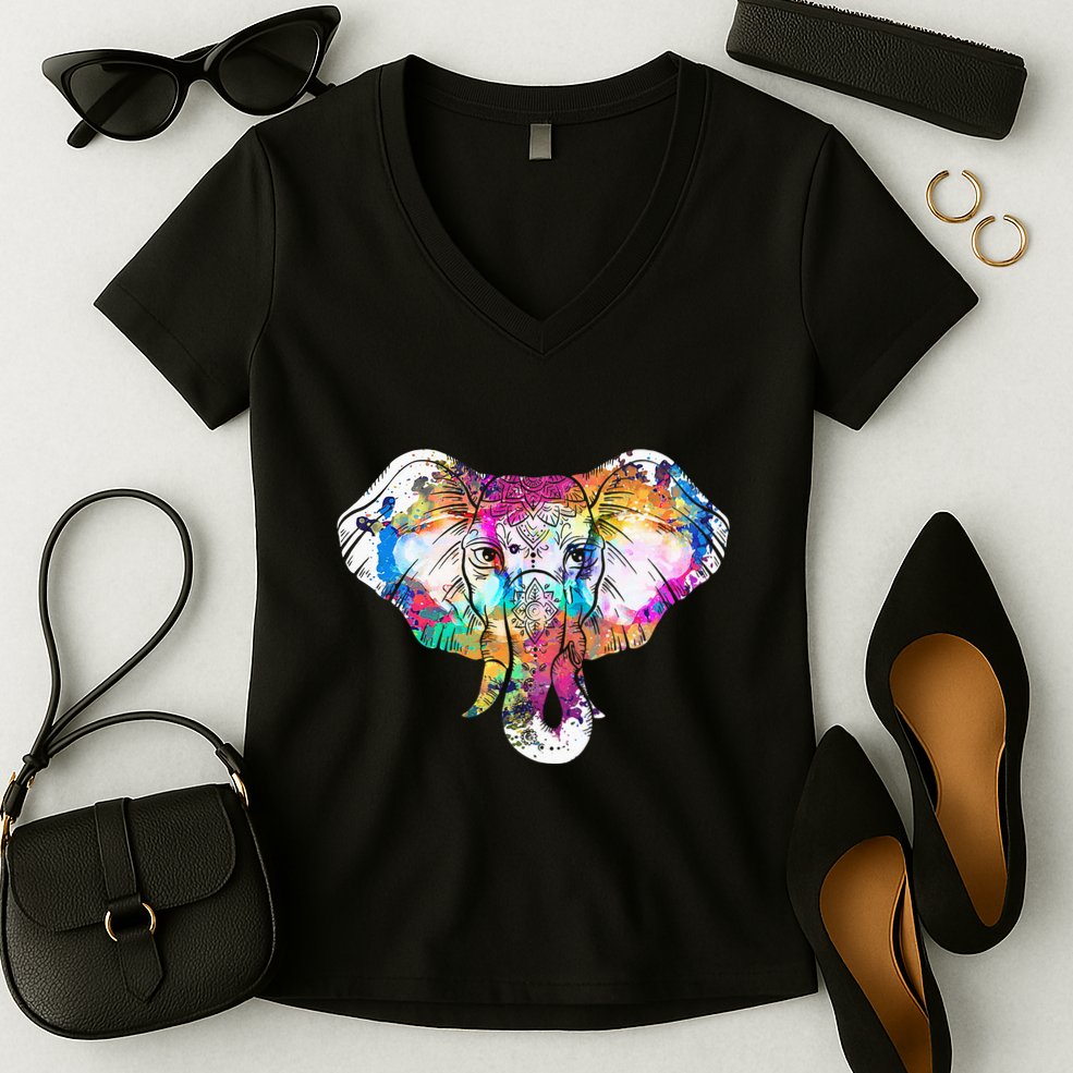 Animal Lover Gift Africa Safari Zoo Keeper Elephant Women's V-Neck T-Shirt