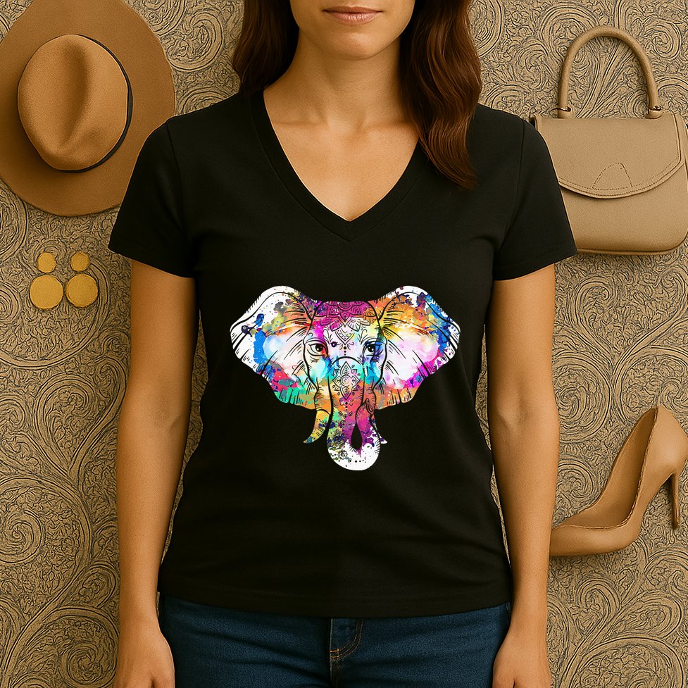 Animal Lover Gift Africa Safari Zoo Keeper Elephant Women's V-Neck T-Shirt