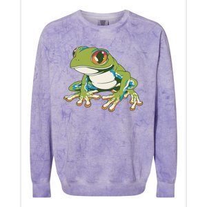 Animal Lover Green Frog Colorblast Crewneck Sweatshirt