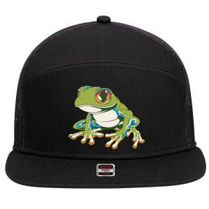 Animal Lover Green Frog 7 Panel Mesh Trucker Snapback Hat