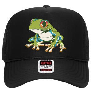 Animal Lover Green Frog High Crown Mesh Back Trucker Hat