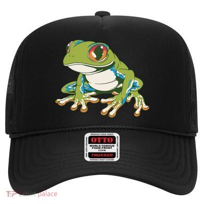 Animal Lover Green Frog High Crown Mesh Back Trucker Hat