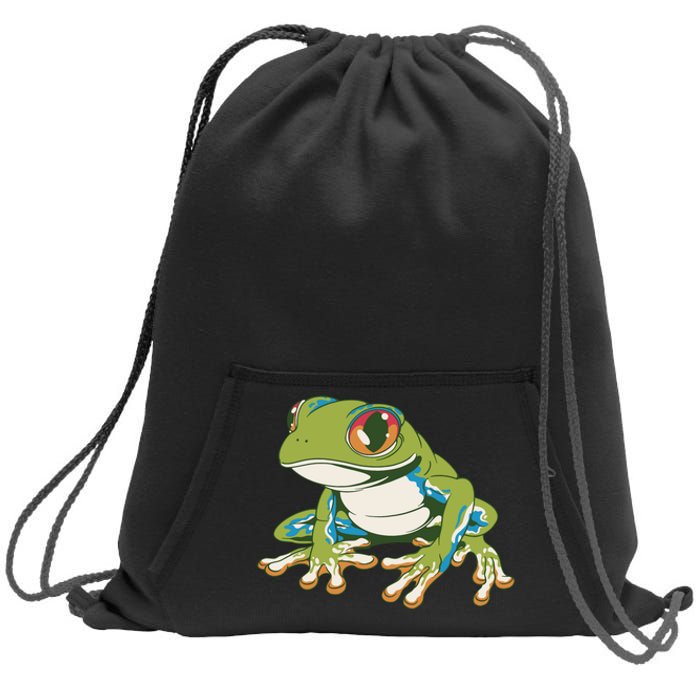 Animal Lover Green Frog Sweatshirt Cinch Pack Bag