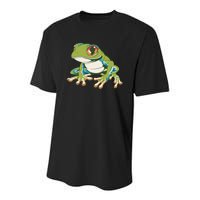 Animal Lover Green Frog Youth Performance Sprint T-Shirt