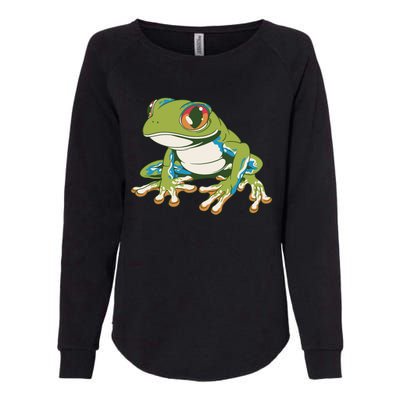 Animal Lover Green Frog Womens California Wash Sweatshirt