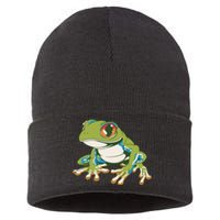 Animal Lover Green Frog Sustainable Knit Beanie