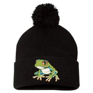 Animal Lover Green Frog Pom Pom 12in Knit Beanie