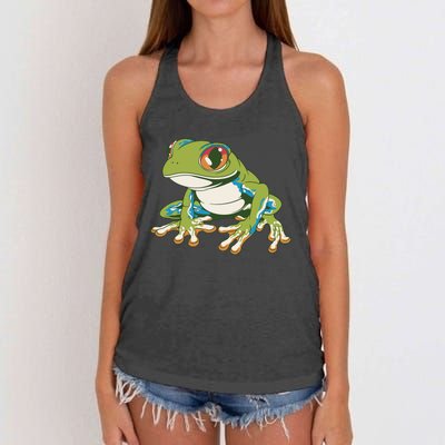 Animal Lover Green Frog Women's Knotted Racerback Tank