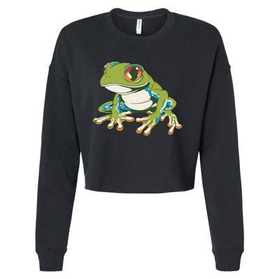 Animal Lover Green Frog Cropped Pullover Crew