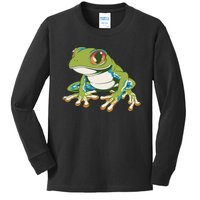 Animal Lover Green Frog Kids Long Sleeve Shirt