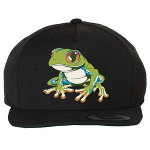 Animal Lover Green Frog Wool Snapback Cap