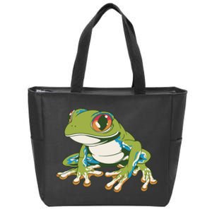 Animal Lover Green Frog Zip Tote Bag