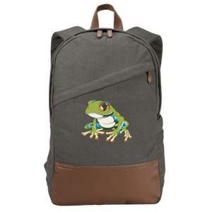 Animal Lover Green Frog Cotton Canvas Backpack