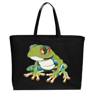 Animal Lover Green Frog Cotton Canvas Jumbo Tote