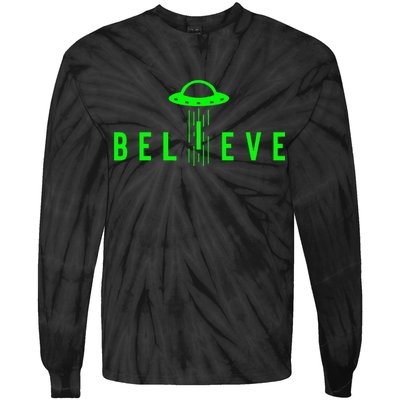 Alien Lover Gifts Ufo Abduction Believe Tie-Dye Long Sleeve Shirt