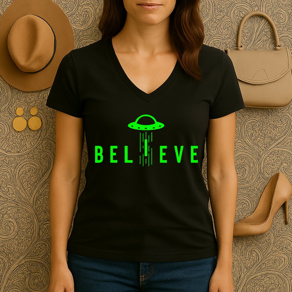 Alien Lover Gifts Ufo Abduction Believe Women's V-Neck T-Shirt