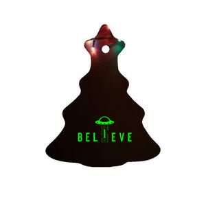 Alien Lover Gifts Ufo Abduction Believe Ceramic Tree Ornament