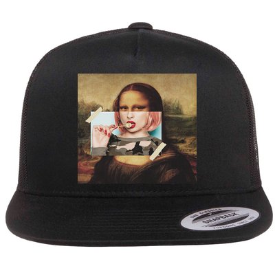 Aesthetic La Gioconda Mona Lisa E Girl Pop Culture Flat Bill Trucker Hat