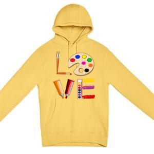 Art Love Gift For Teacher Artist Painter Gift Premium Pullover Hoodie