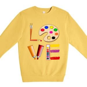 Art Love Gift For Teacher Artist Painter Gift Premium Crewneck Sweatshirt