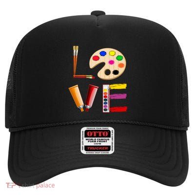 Art Love Gift For Teacher Artist Painter Gift High Crown Mesh Back Trucker Hat