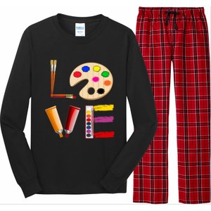 Art Love Gift For Teacher Artist Painter Gift Long Sleeve Pajama Set