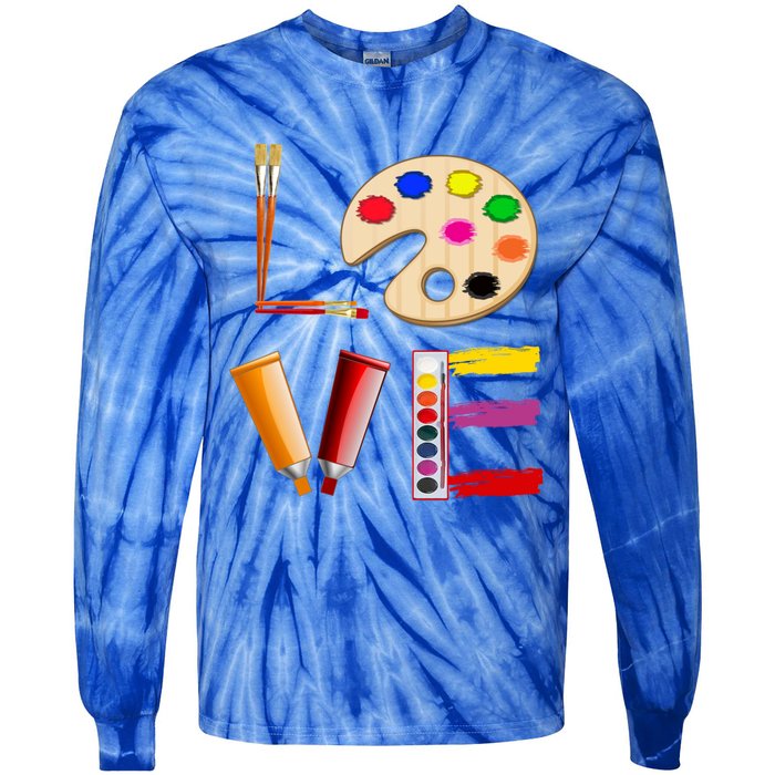 Art Love Gift For Teacher Artist Painter Gift Tie-Dye Long Sleeve Shirt