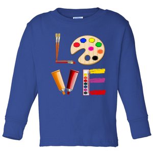 Art Love Gift For Teacher Artist Painter Gift Toddler Long Sleeve Shirt