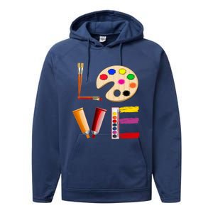 Art Love Gift For Teacher Artist Painter Gift Performance Fleece Hoodie