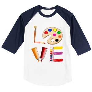 Art Love Gift For Teacher Artist Painter Gift Baseball Sleeve Shirt