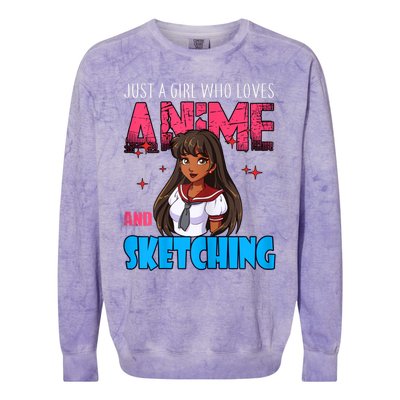 Anime Lover Girl Just A Girl Who Loves Anime And Sketching Colorblast Crewneck Sweatshirt