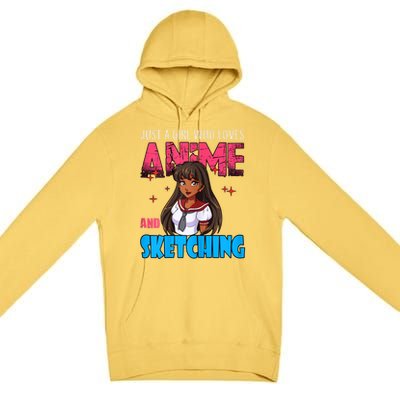 Anime Lover Girl Just A Girl Who Loves Anime And Sketching Premium Pullover Hoodie