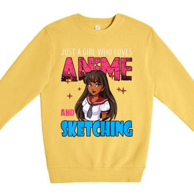 Anime Lover Girl Just A Girl Who Loves Anime And Sketching Premium Crewneck Sweatshirt