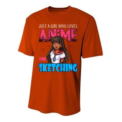 Anime Lover Girl Just A Girl Who Loves Anime And Sketching Performance Sprint T-Shirt