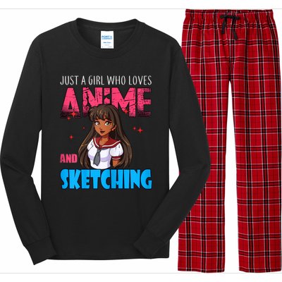 Anime Lover Girl Just A Girl Who Loves Anime And Sketching Long Sleeve Pajama Set